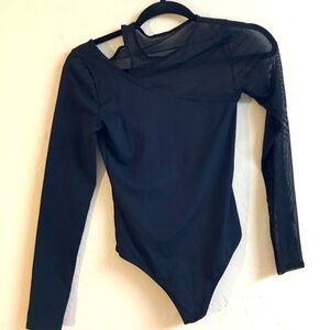 Abercrombie & Fitch Soft A & F Collection Bodysuit Size XS Black Mesh